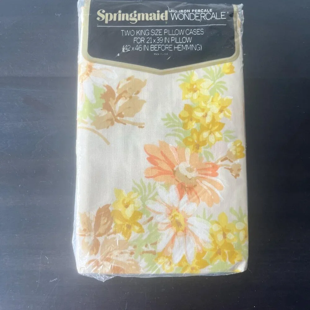 Vintage King Size Floral Pillowcases // New in Package // Springmaid Wondercale